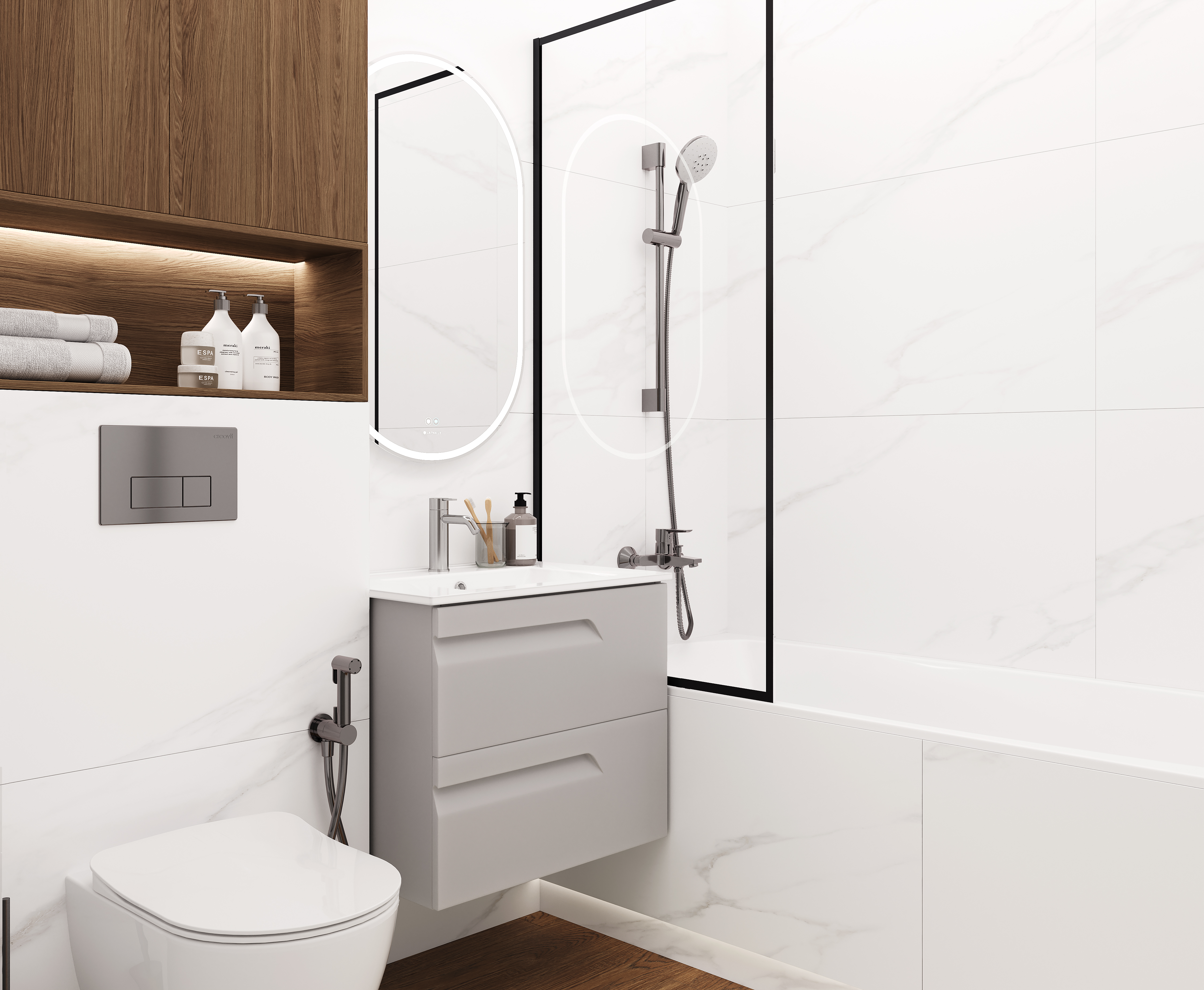 Фото в интерьере для туалета Ceradim Carrara Excellent Silver
